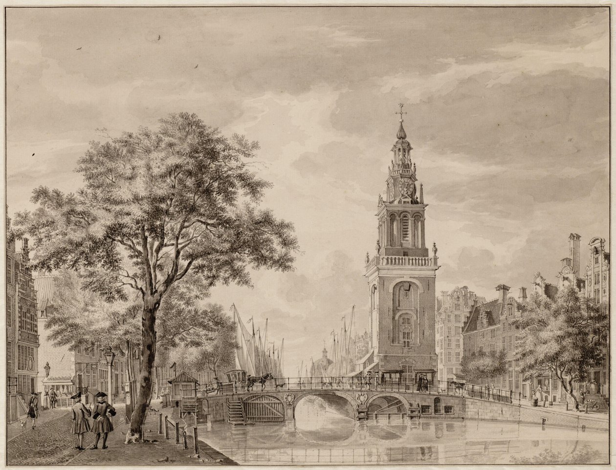 Torensluis og Jan Rodenpoortstoren. Tegning. Amsterdam, Amsterdam byarkiv af Jan de Beijer