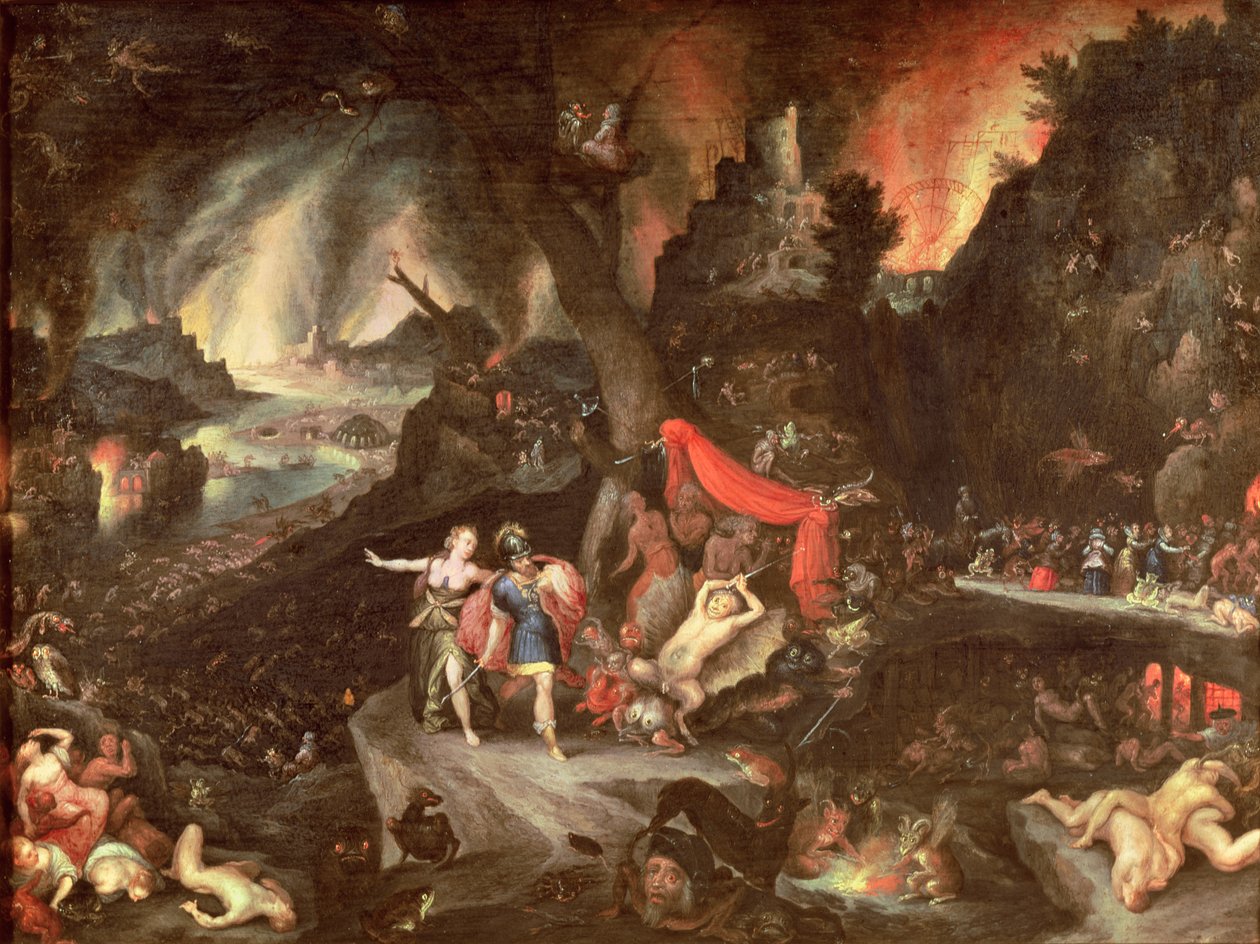 Æneas i underverdenen, ca. 1630 (olie på kobber) af Jan the Elder Brueghel