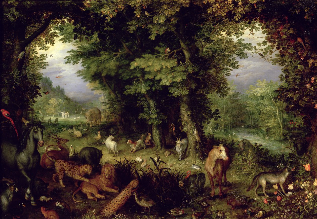 Earth or The Earthly Paradise, 1607-08 (olie på kobber) af Jan the Elder Brueghel