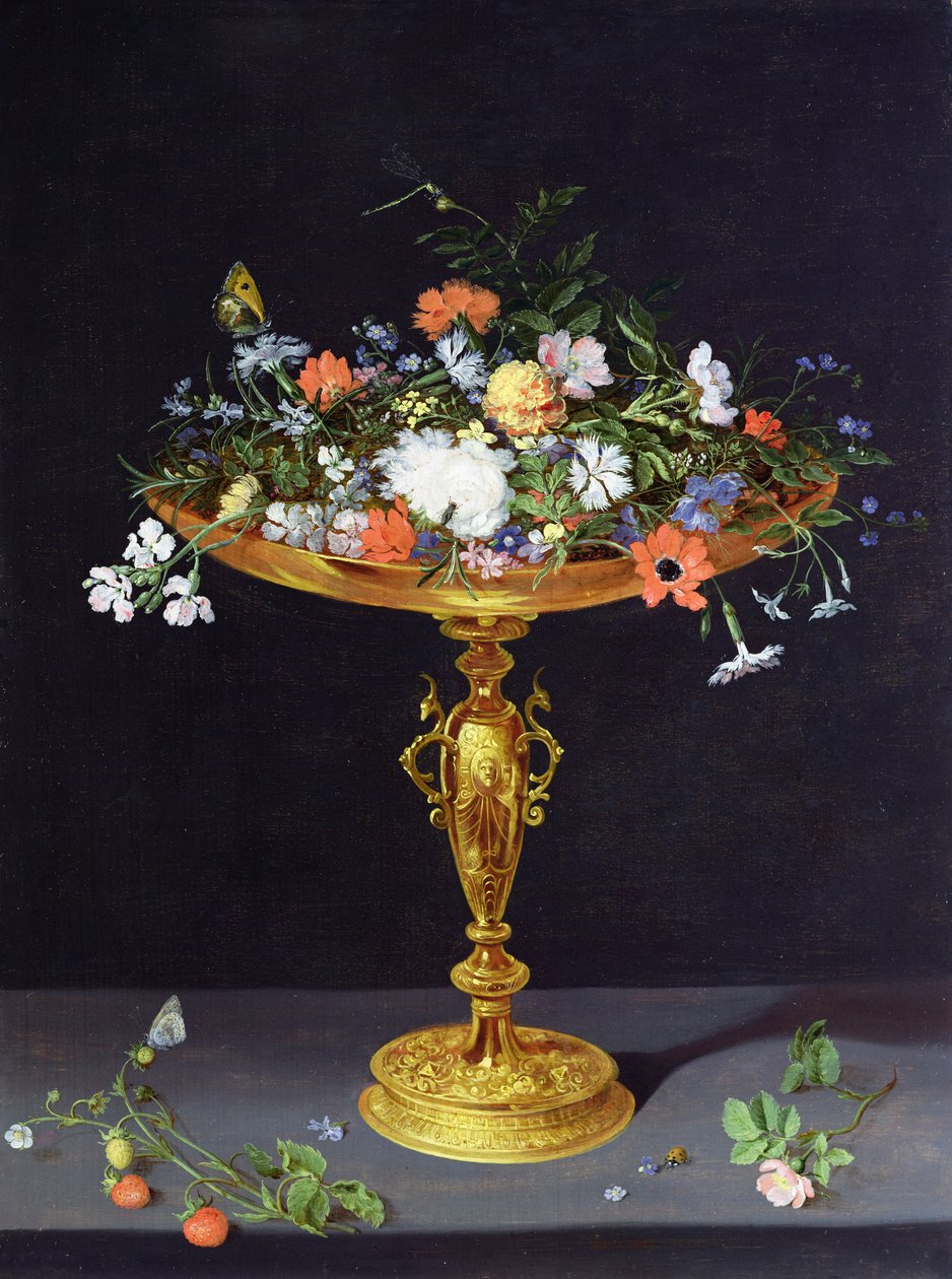 Blomster i en gylden Tazza, 1612 (panel) af Jan the Elder Brueghel