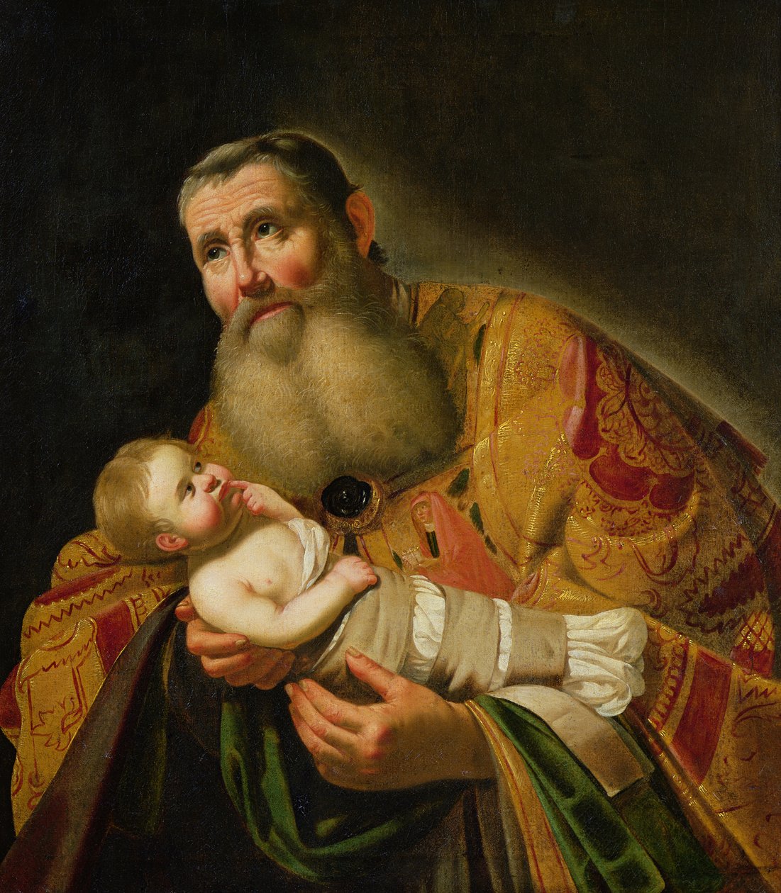 Sankt Simeon præsenterer Kristusbarnet i templet af Jan van Bijlert or Bylert