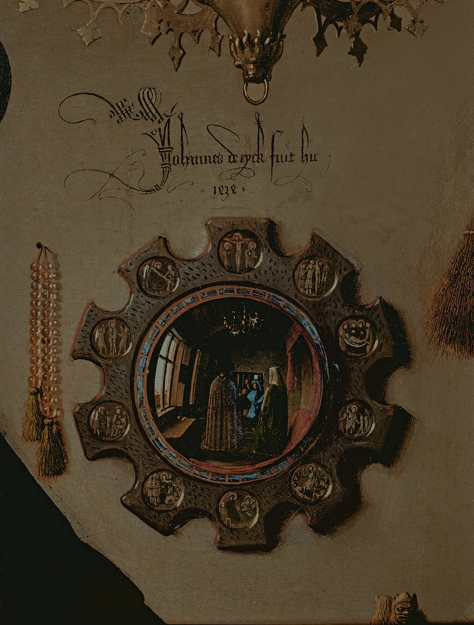 Portræt af Giovanni ? Arnolfini og hans hustru Giovanna Cenami ? Arnolfinis ægteskab 1434 olie på panel detalje fra 1765 af Jan van Eyck