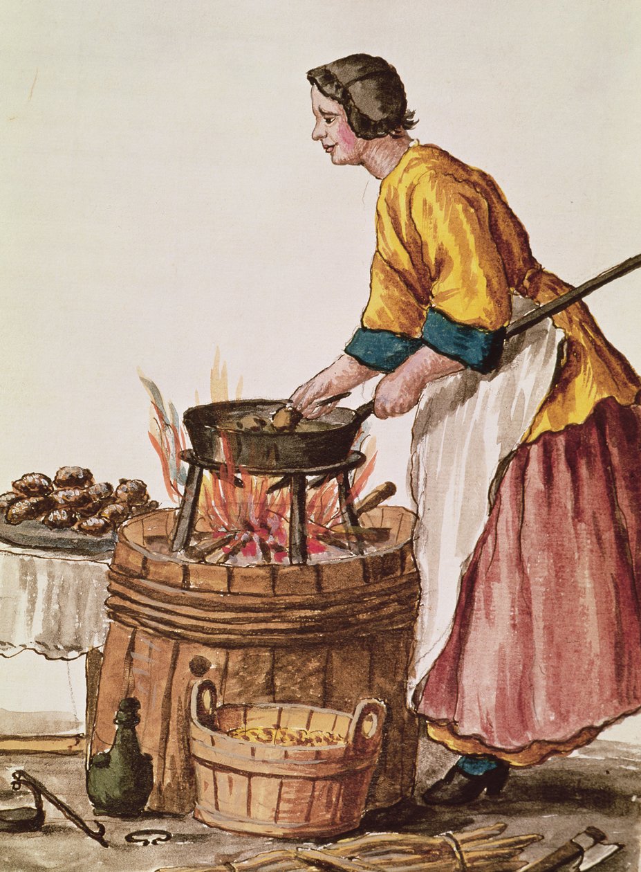 Venetiansk doughnut-sælger (pen og blæk og wc på papir) af Jan van Grevenbroeck