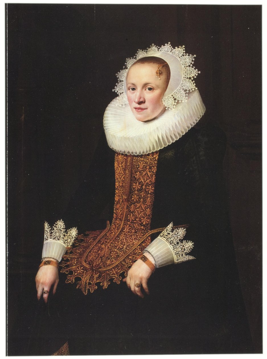 Portræt af en ung dame i bryllupsmave, Diadem Cap og Millstone Ruff af Jan Anthonisz. van Ravesteyn