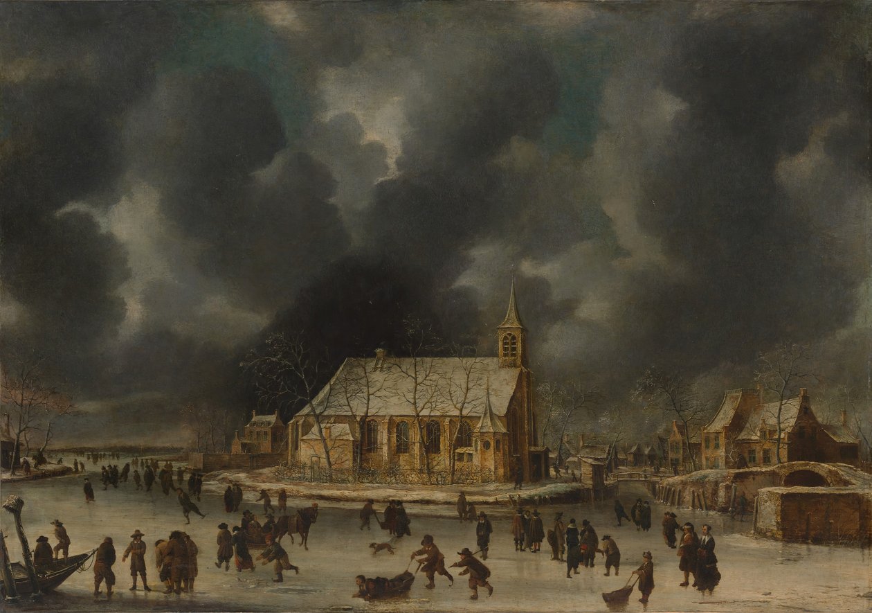 Skøjteløb ved Sloten, nær Amsterdam. af Jan Abrahamsz. Beerstraten