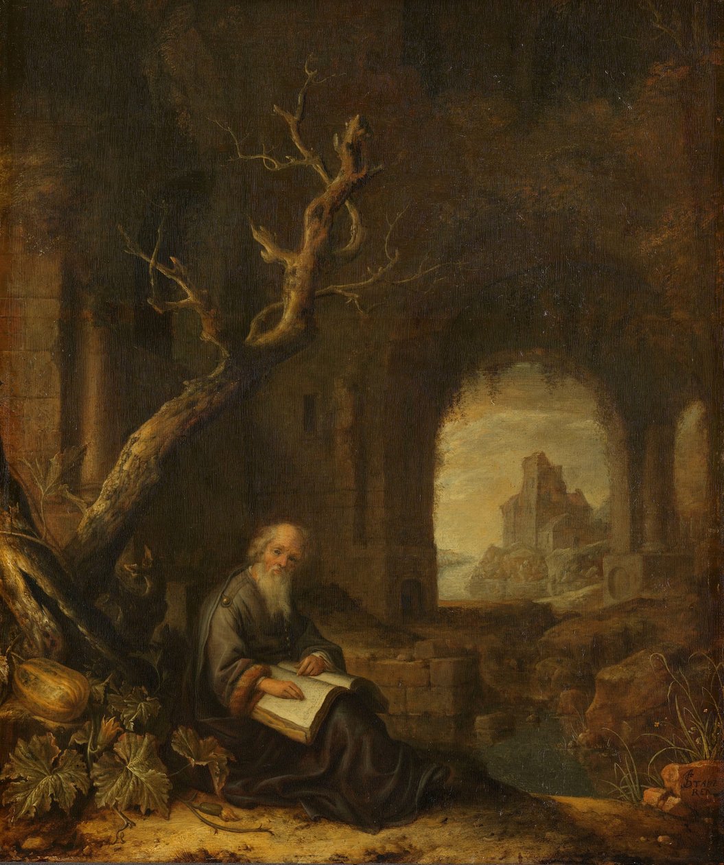 En eremit i en ruin af Jan Adriaensz. van Staveren