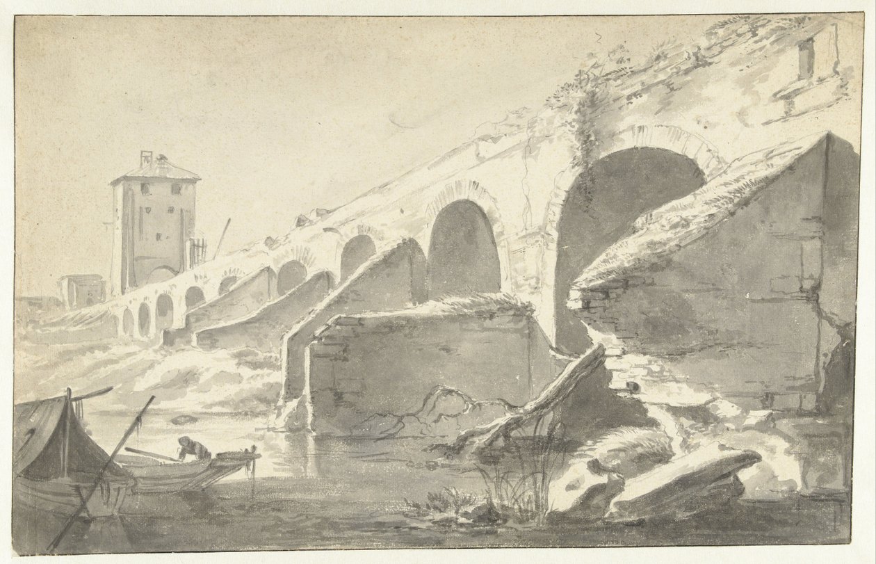 Ponte Molle te Rom (?) af Jan Asselijn