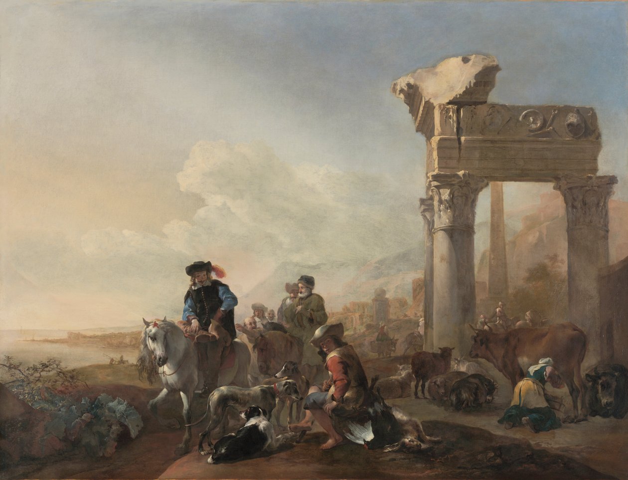 Jægere nær ruiner af Jan Baptist Weenix