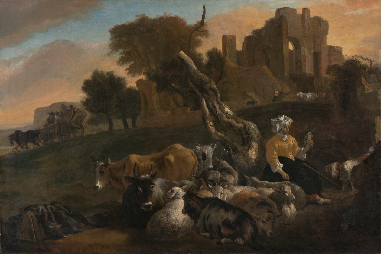 Landskab med hyrdinde af Jan Baptist Weenix