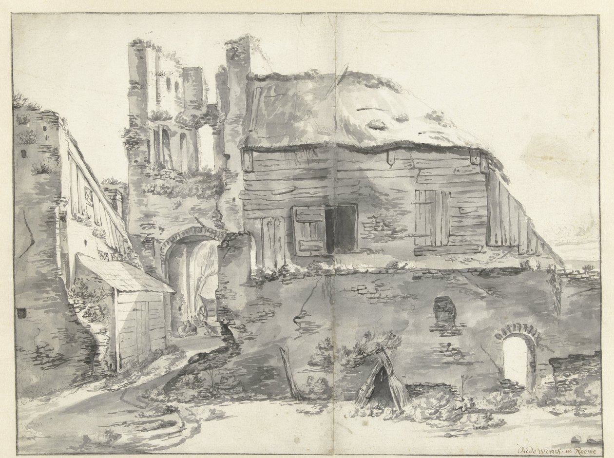Hus nær en ruin af Jan Baptist Weenix
