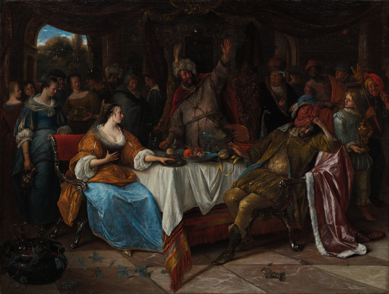 Ester, Ahasverus og Haman, ca. 1668. af Jan Havickszoon Steen