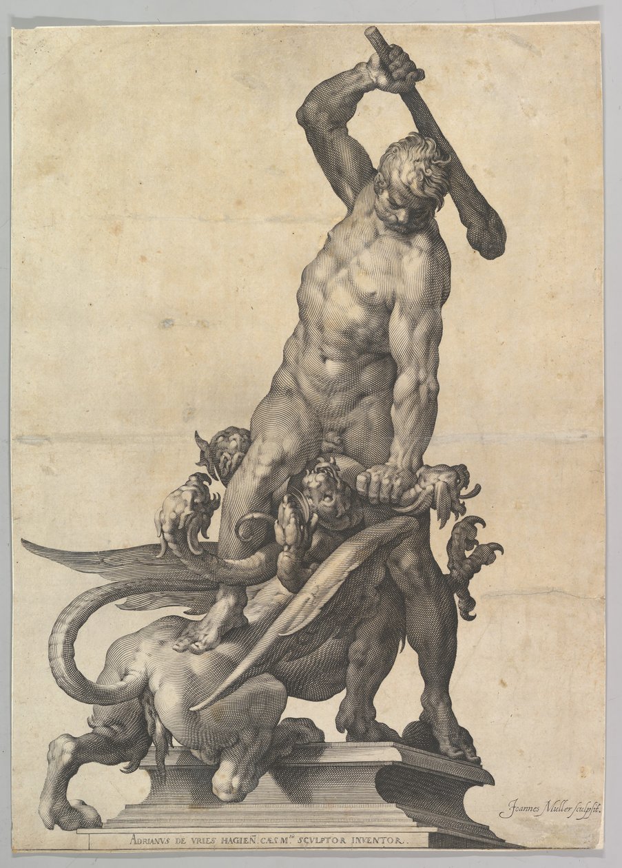 Hercules Slaying the Hydra, ca. 1602. af Jan Muller
