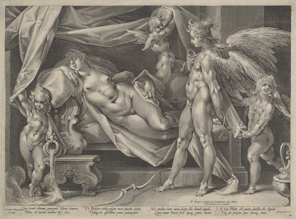 Amor og Psyche af Jan Muller, after Bartholomaeus Spranger