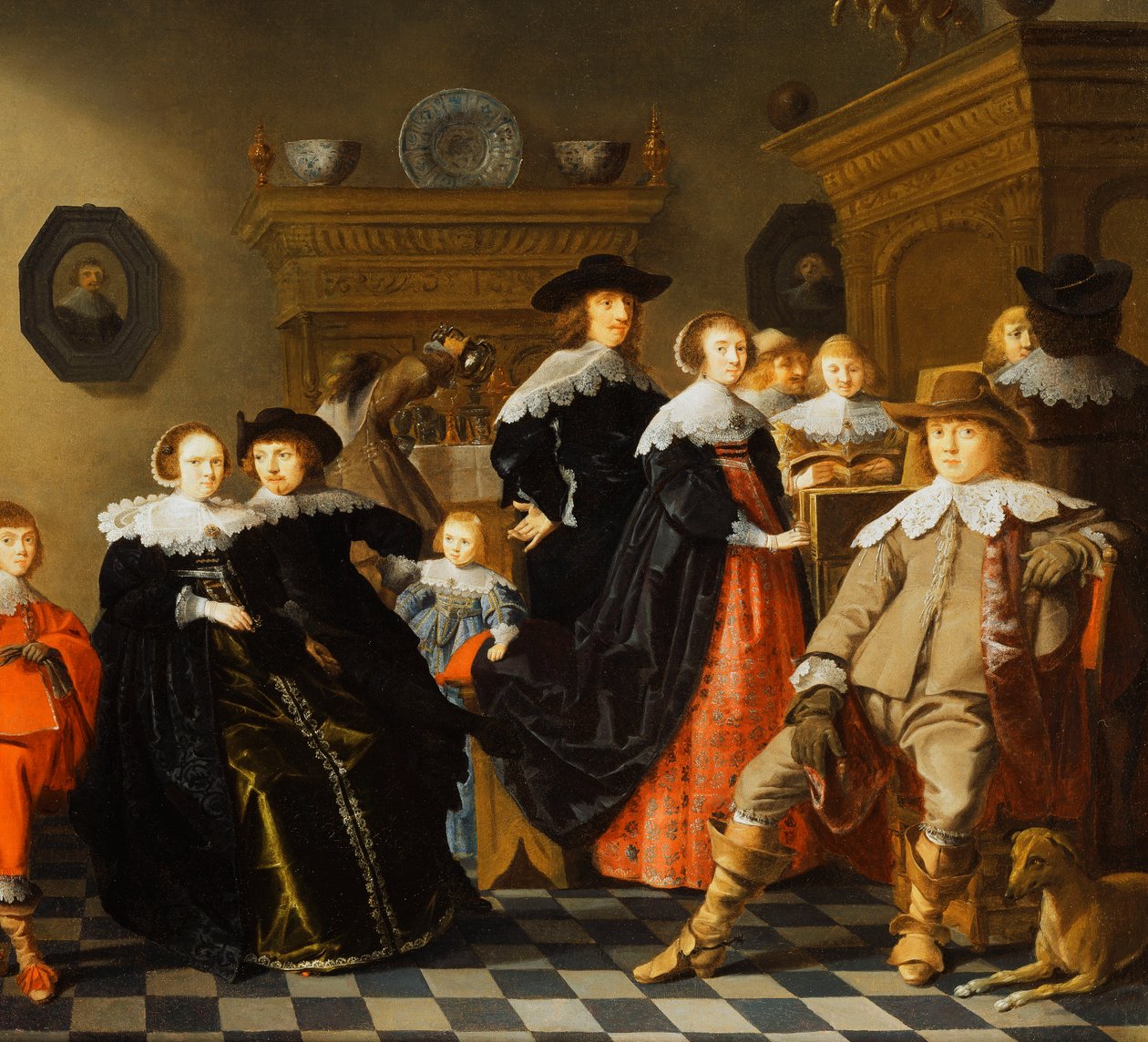 En elegant familie i et interiør, af Jan Olis