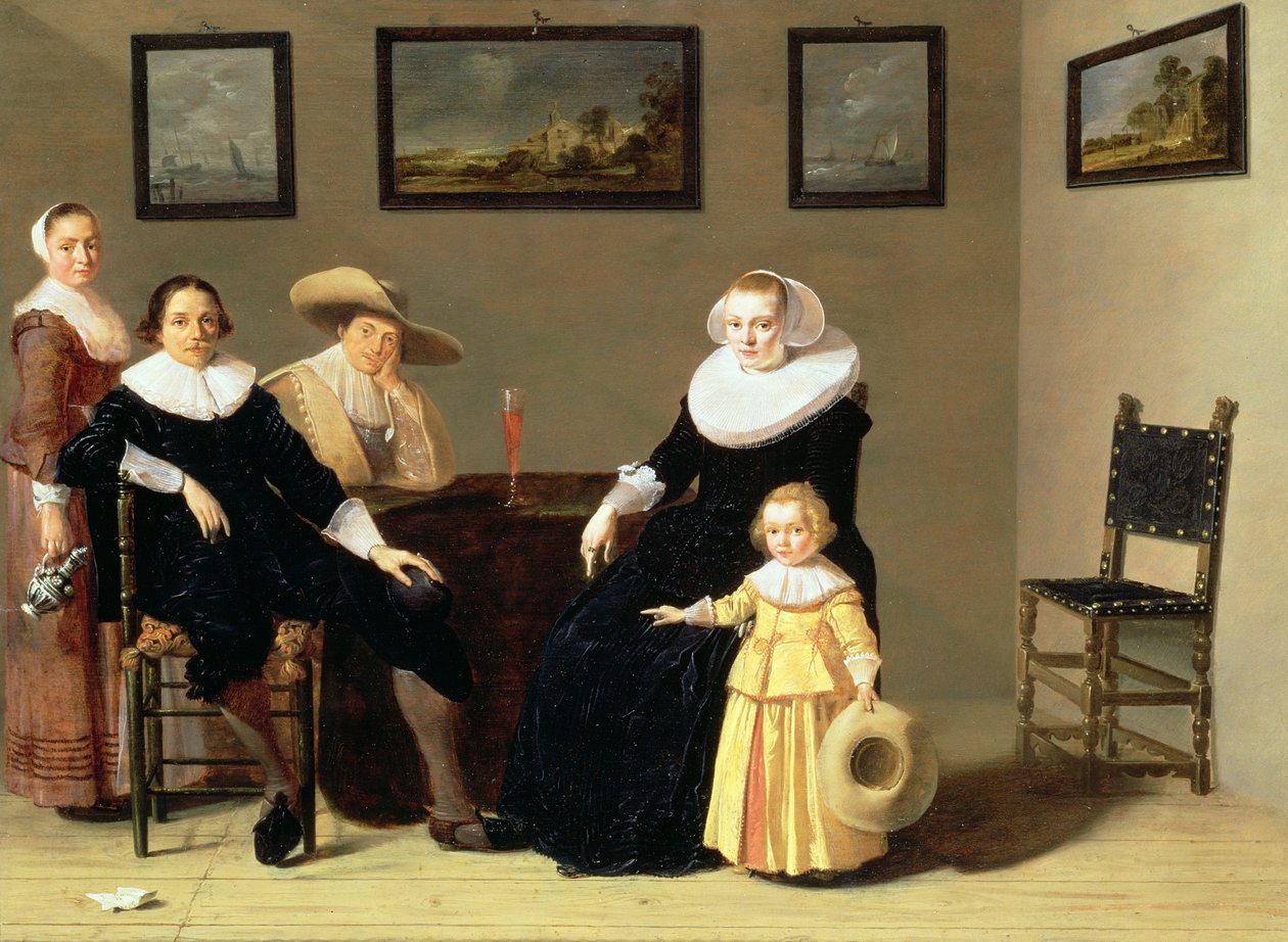 Hollandsk familie i et interiør af Jan Olis