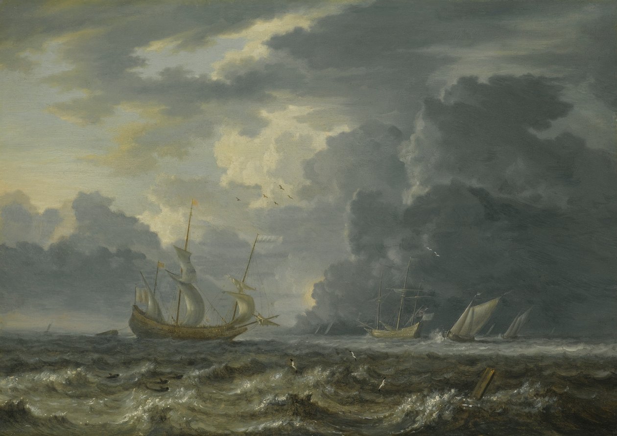 Skibsfart i oprørt hav af Jan Peeters the Elder
