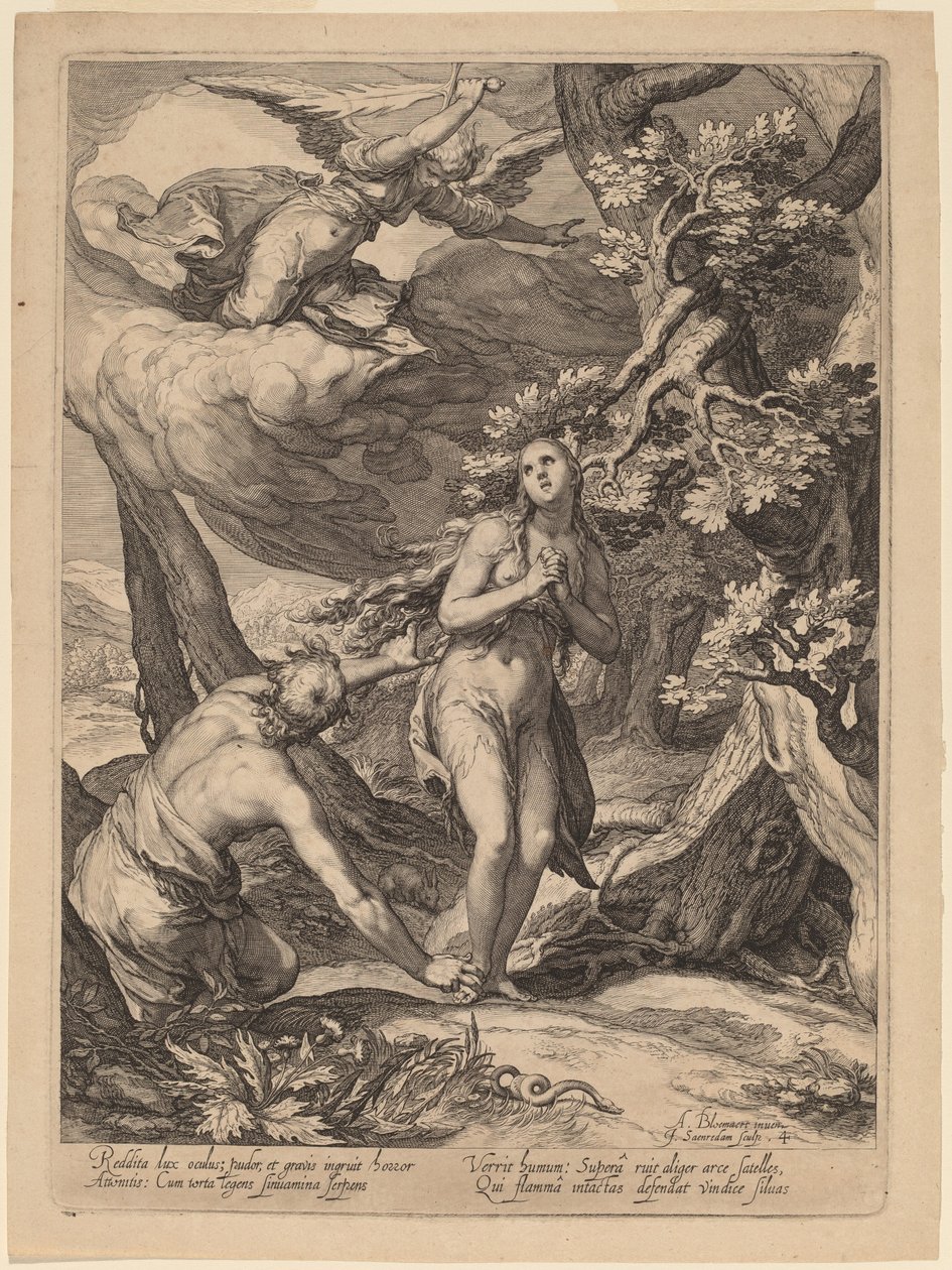 Udvisning fra Eden af Jan Pietersz Saenredam after Abraham Bloemaert