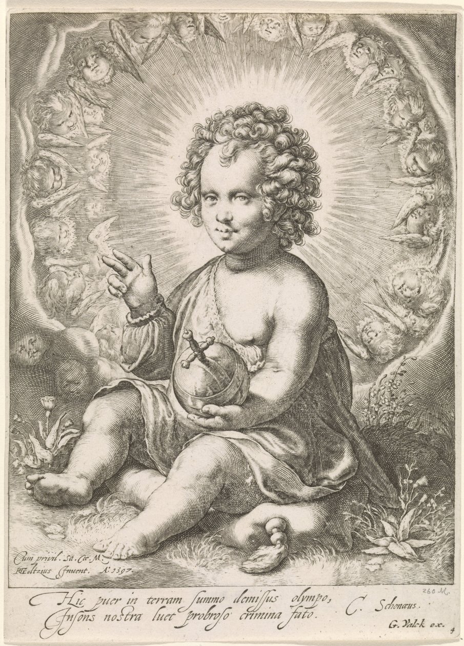 Før Christuskind als Salvatore af Jan Saenredam (attributed to)