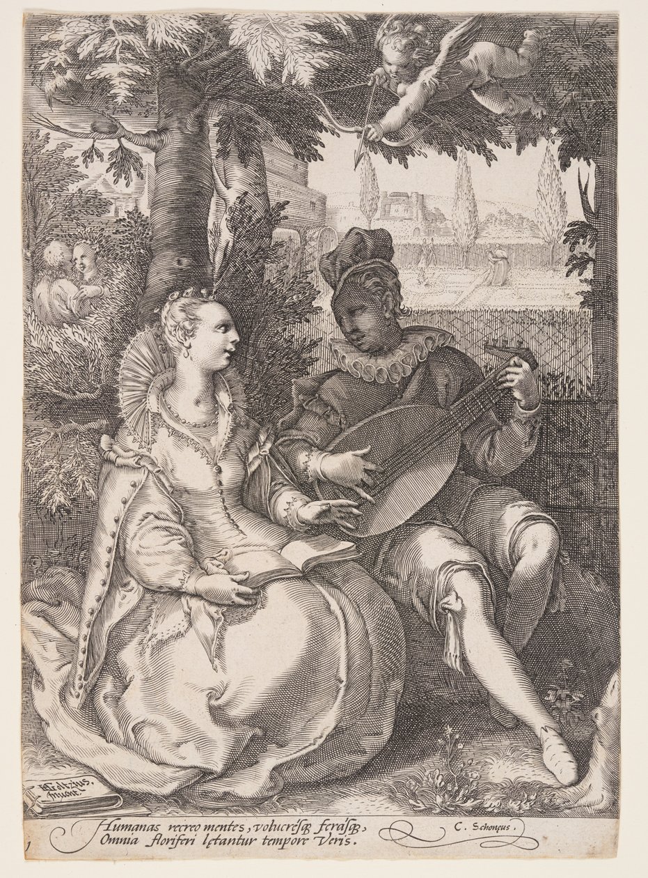 Spring (Music-Making Couple), fra De fire årstider af Jan Saenredam