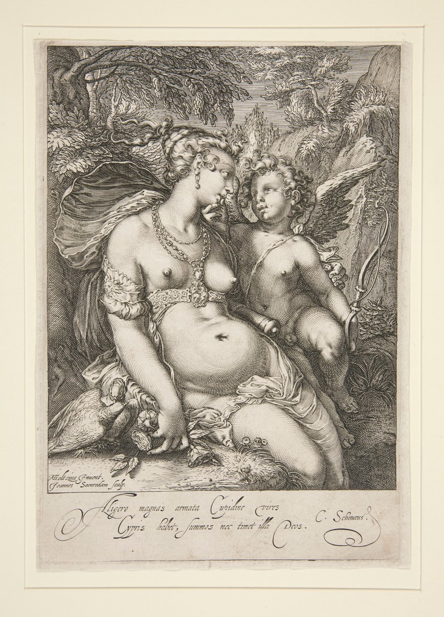 Venus og Amor af Jan Saenredam