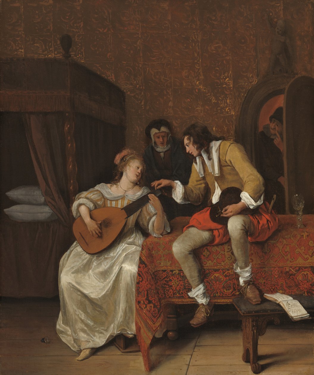 Ascagnes og Lucelle Musiklektionen, 1667. af Jan Steen