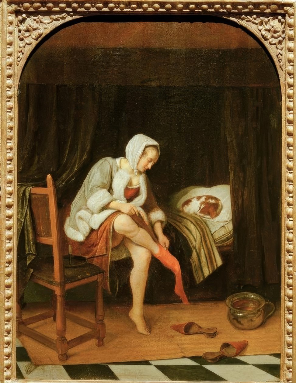 Kvinde på toilettet af Jan Havickszoon Steen