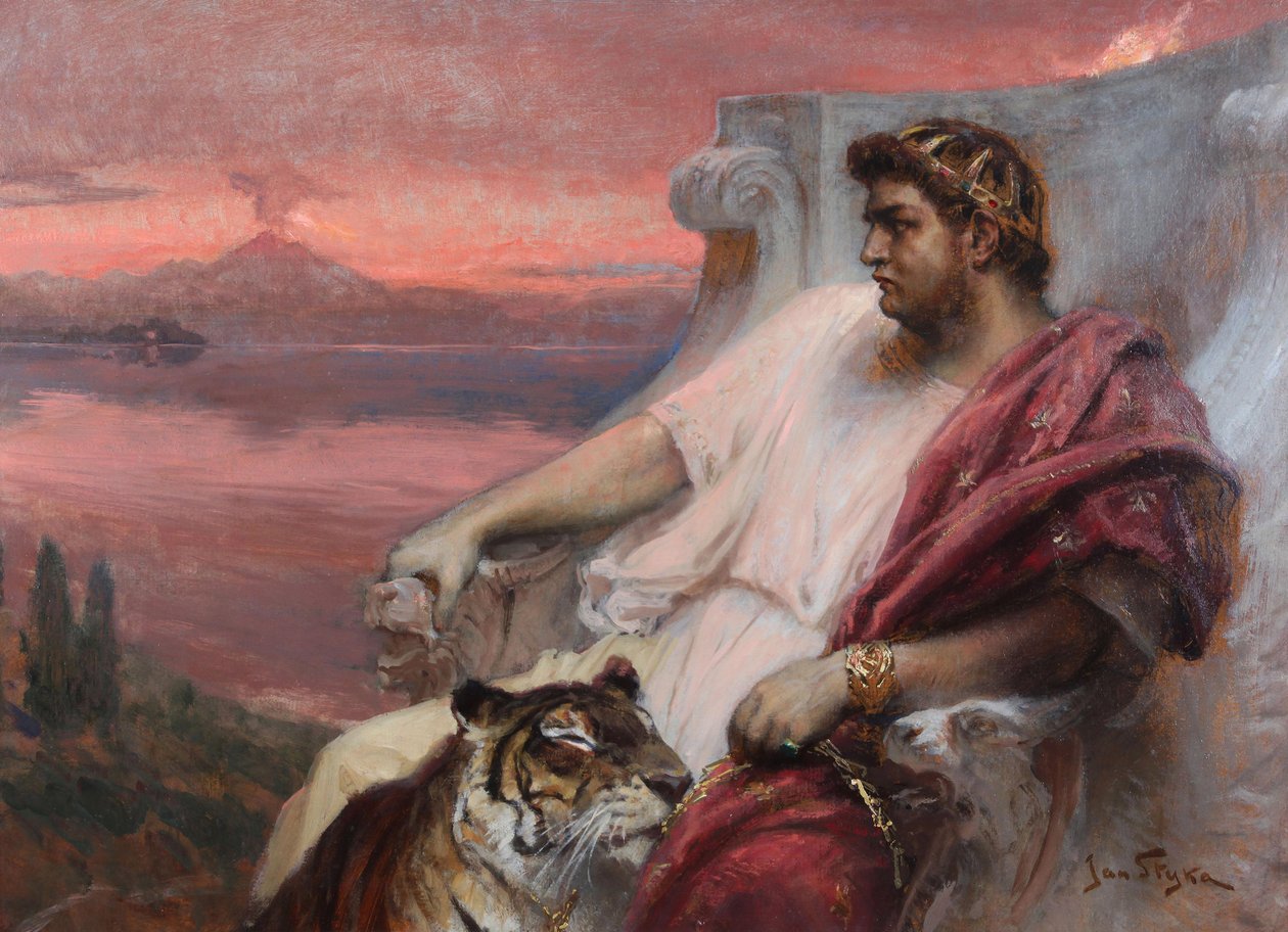 Nero at Baiae, af Styka, Jan af Jan Styka
