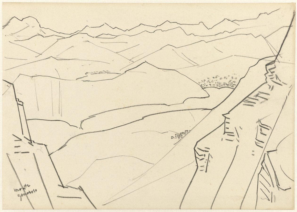 Skitse af et bjerglandskab Monte Generoso af Jan Toorop