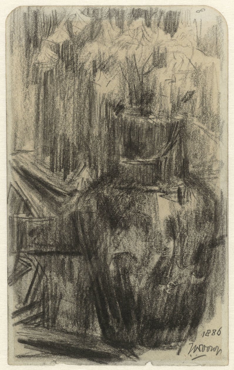 Vase med blomster i interiør af Jan Toorop