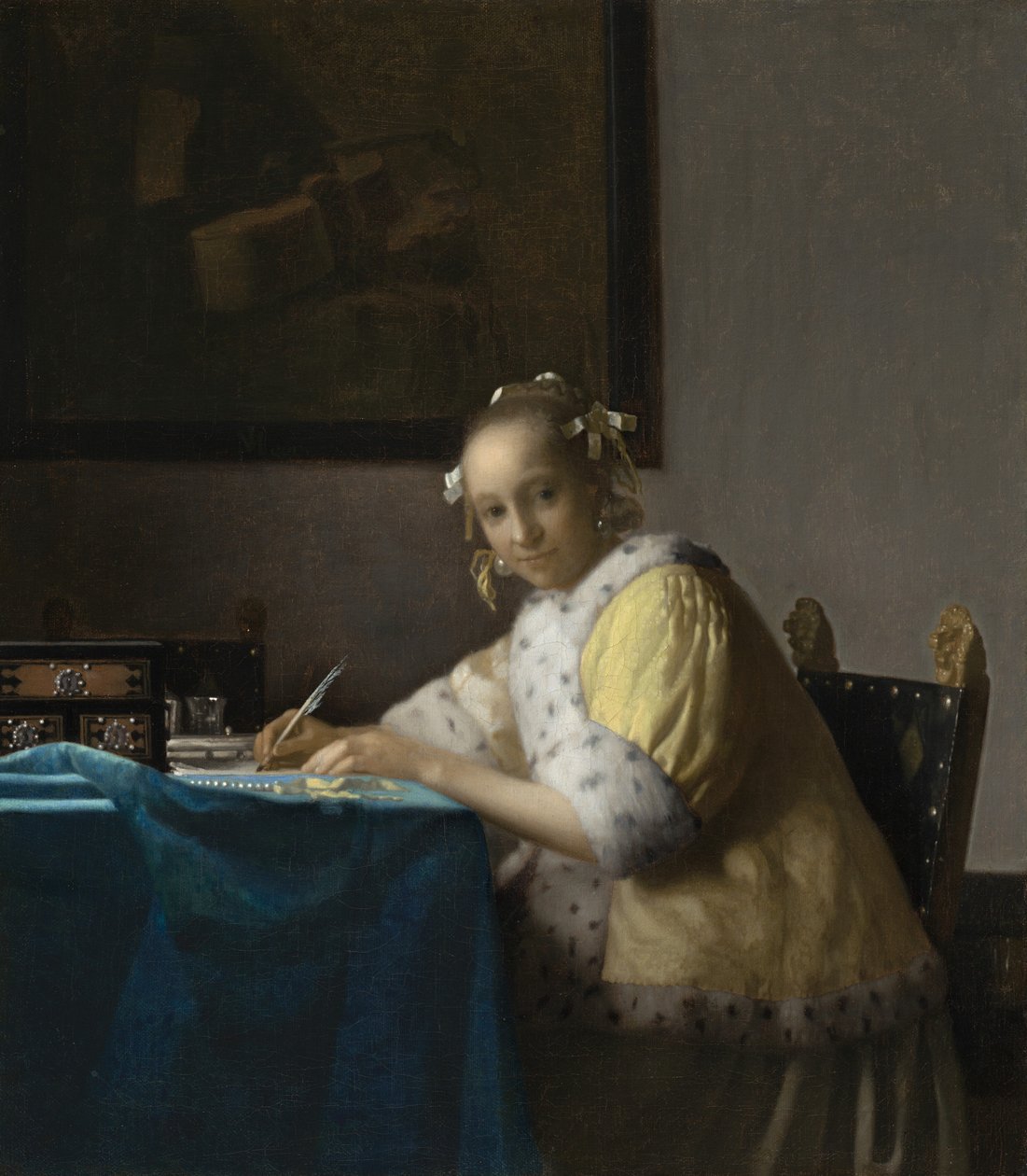 En dame, der skriver, ca. 1665. af Johannes Vermeer