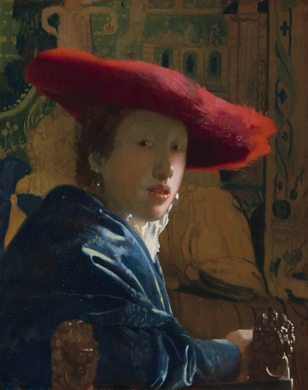 Pige med den røde hat, ca. 16651666. af Johannes Vermeer