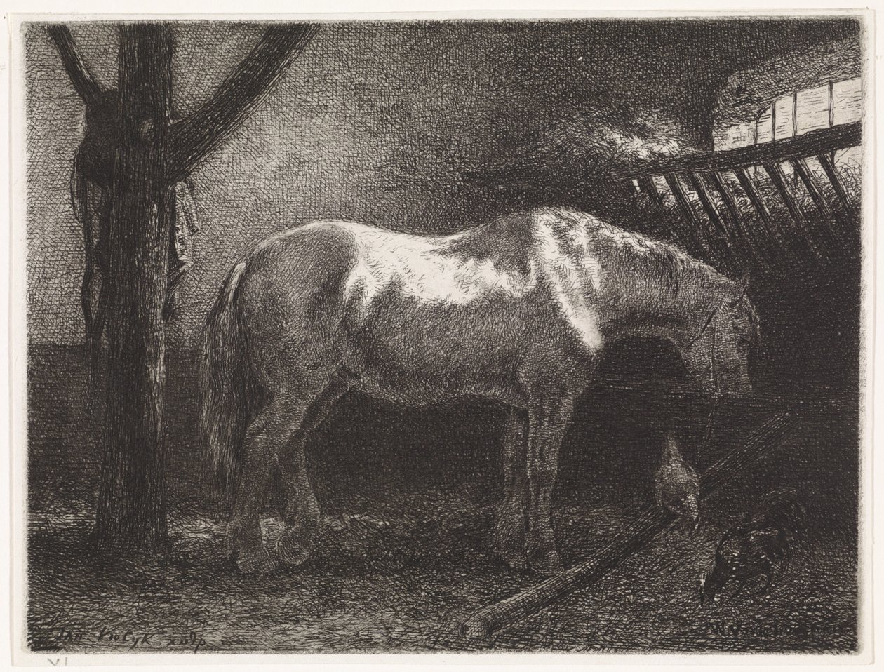 Hest i stald af Johannes Martinus Vrolijk