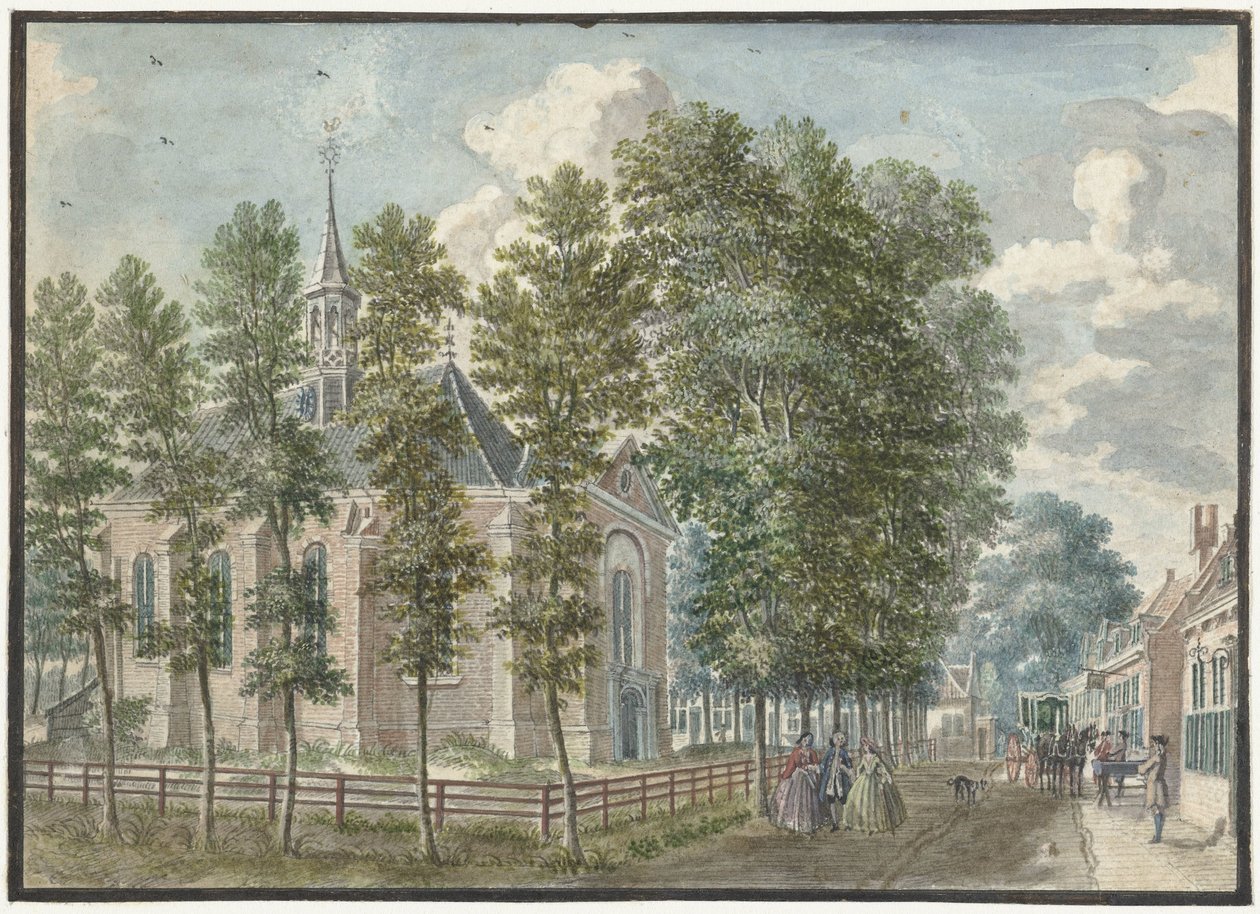 Udsigt over kirken Bloemendaal af Jan de Beijer