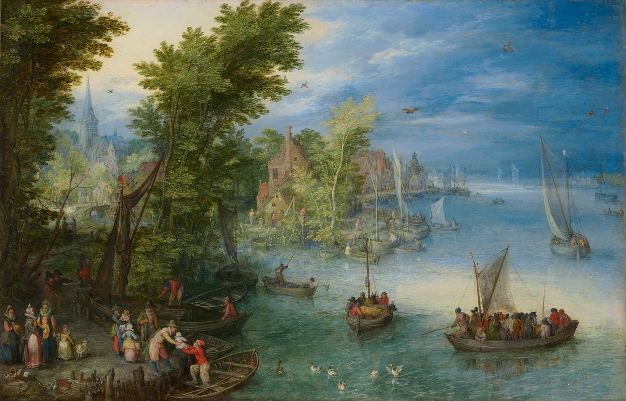 Flodlandskab af Jan the Elder Brueghel