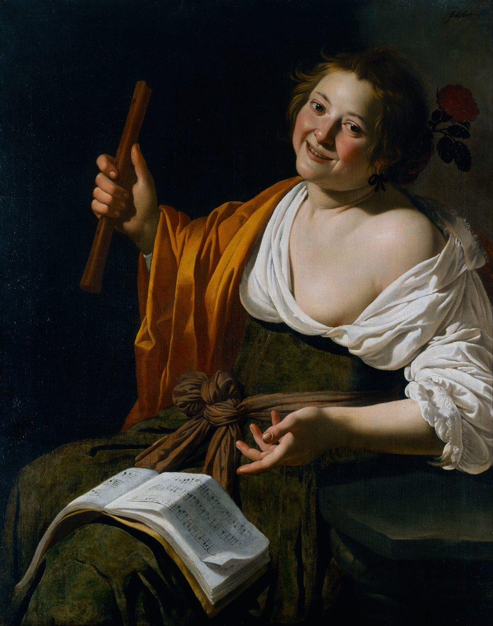 Pige med fløjte af Jan van Bijlert