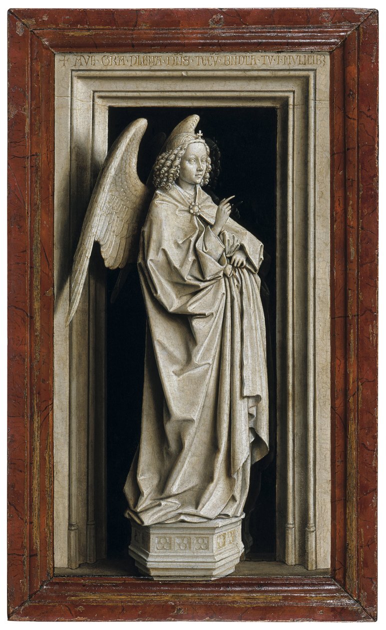 Bebudelsesdiptykonen, venstre panel, 1434-1435 af Jan van Eyck