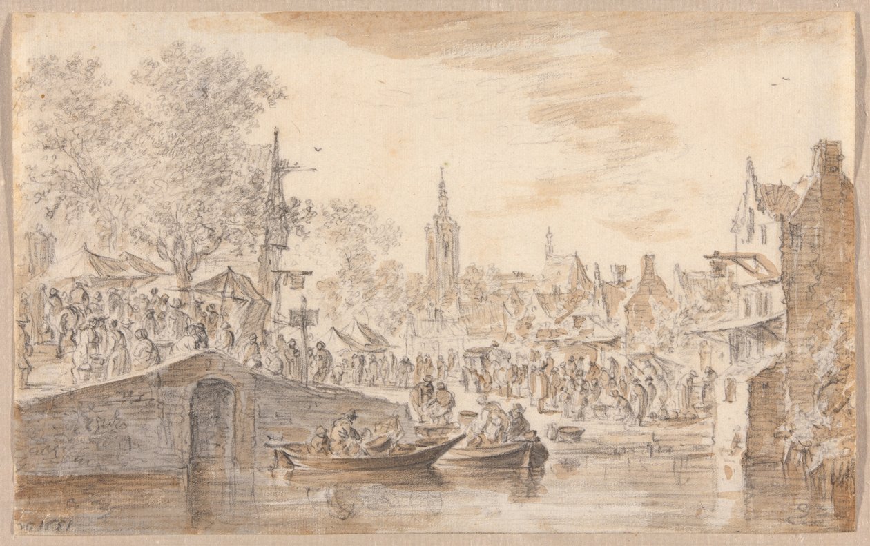 Marked nær en kanal af Jan van Goyen