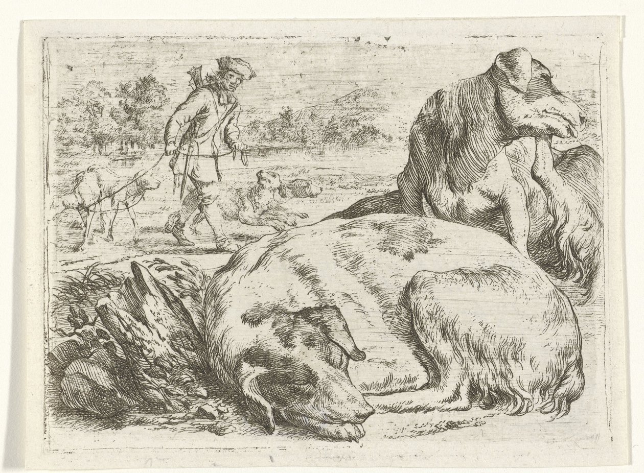 Jæger med sine hunde af Jan van Ossenbeeck