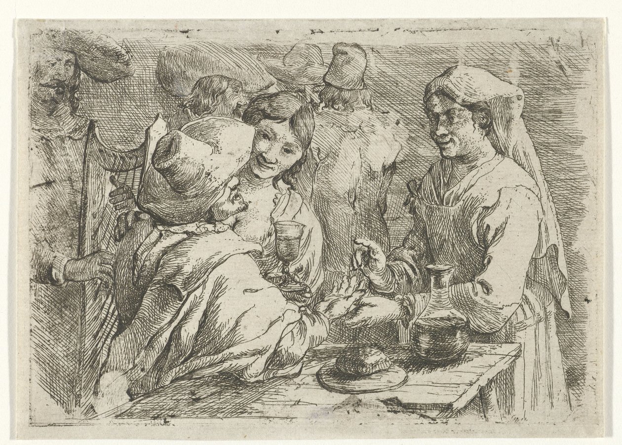 Spåkone med en kunde af Jan van Ossenbeeck