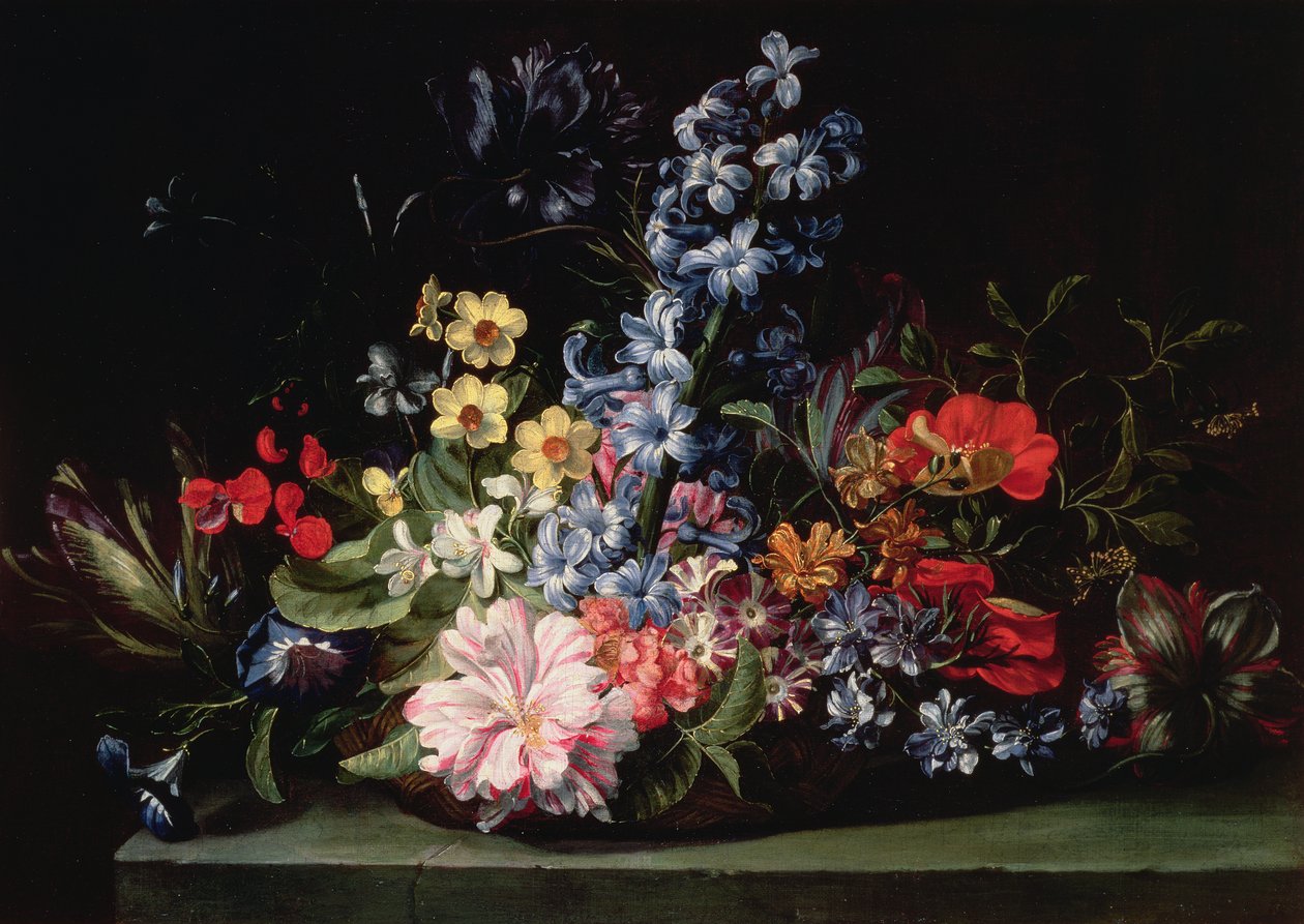 Kurv med blomster af Jan van den Hecke