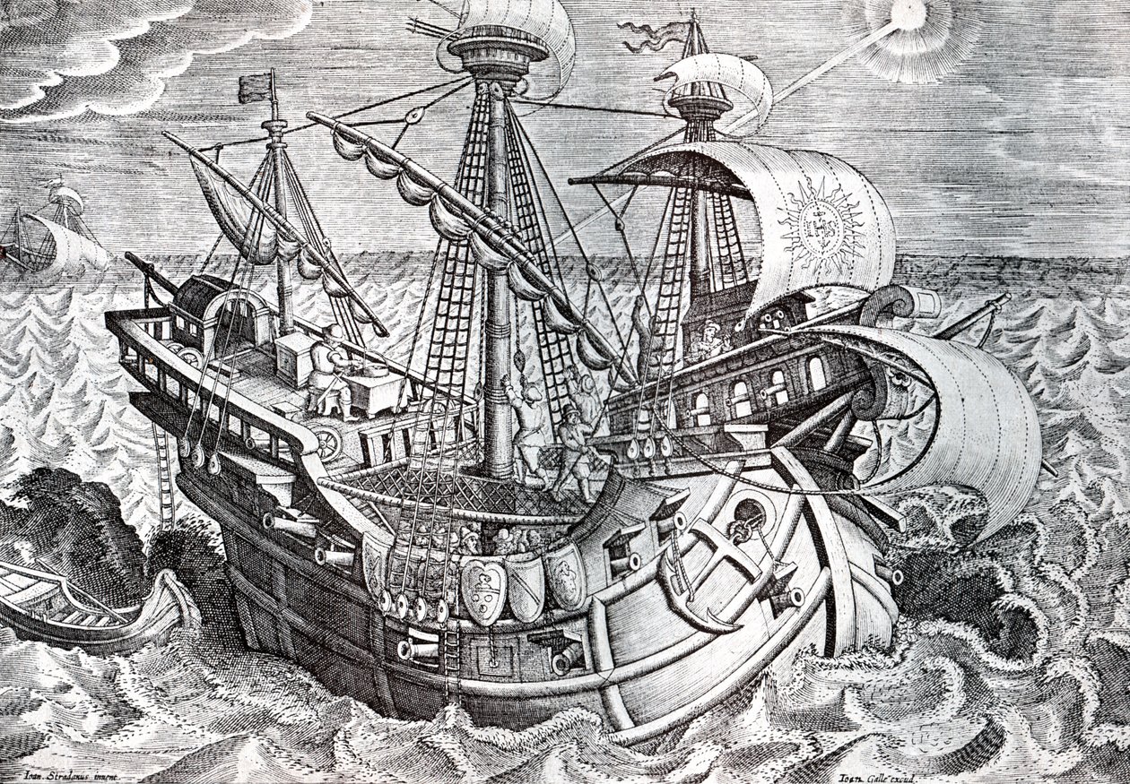 Navigation af Jan van der (1523 1605) Straet