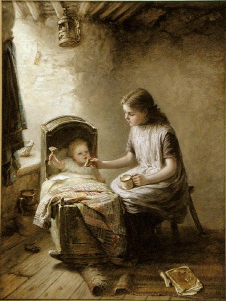 Tea Time (olie på lærred) af Jane Maria Bowkett