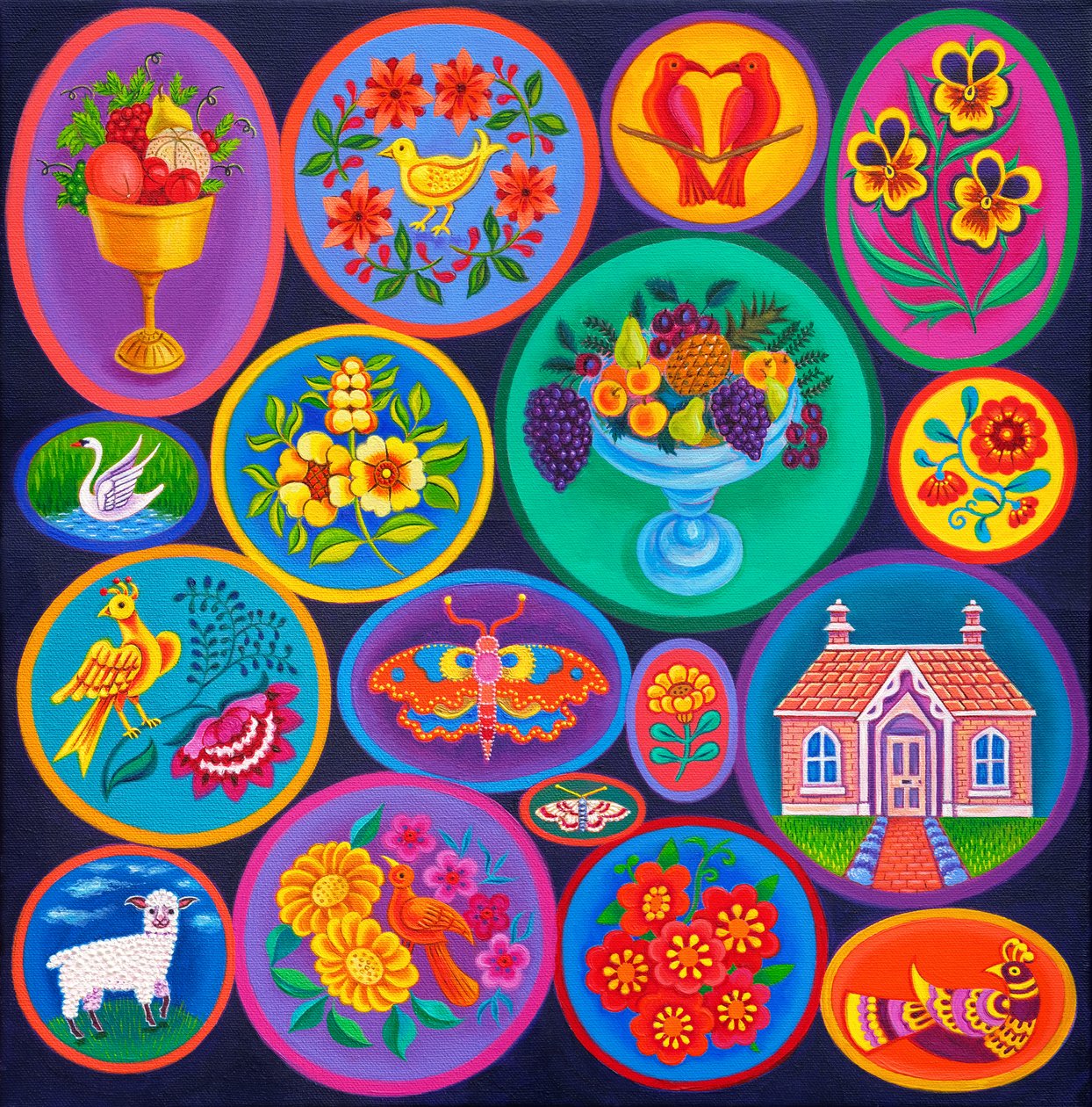 Folk circles, 2024 (olie på lærred) af Jane Tattersfield