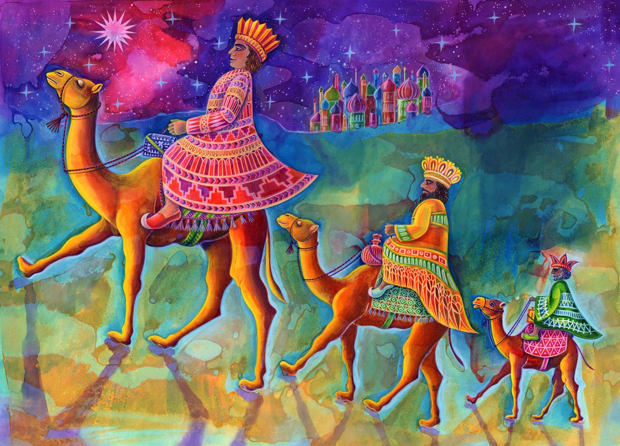 Three Kings, 1997, (blæk og gouache) af Jane Tattersfield