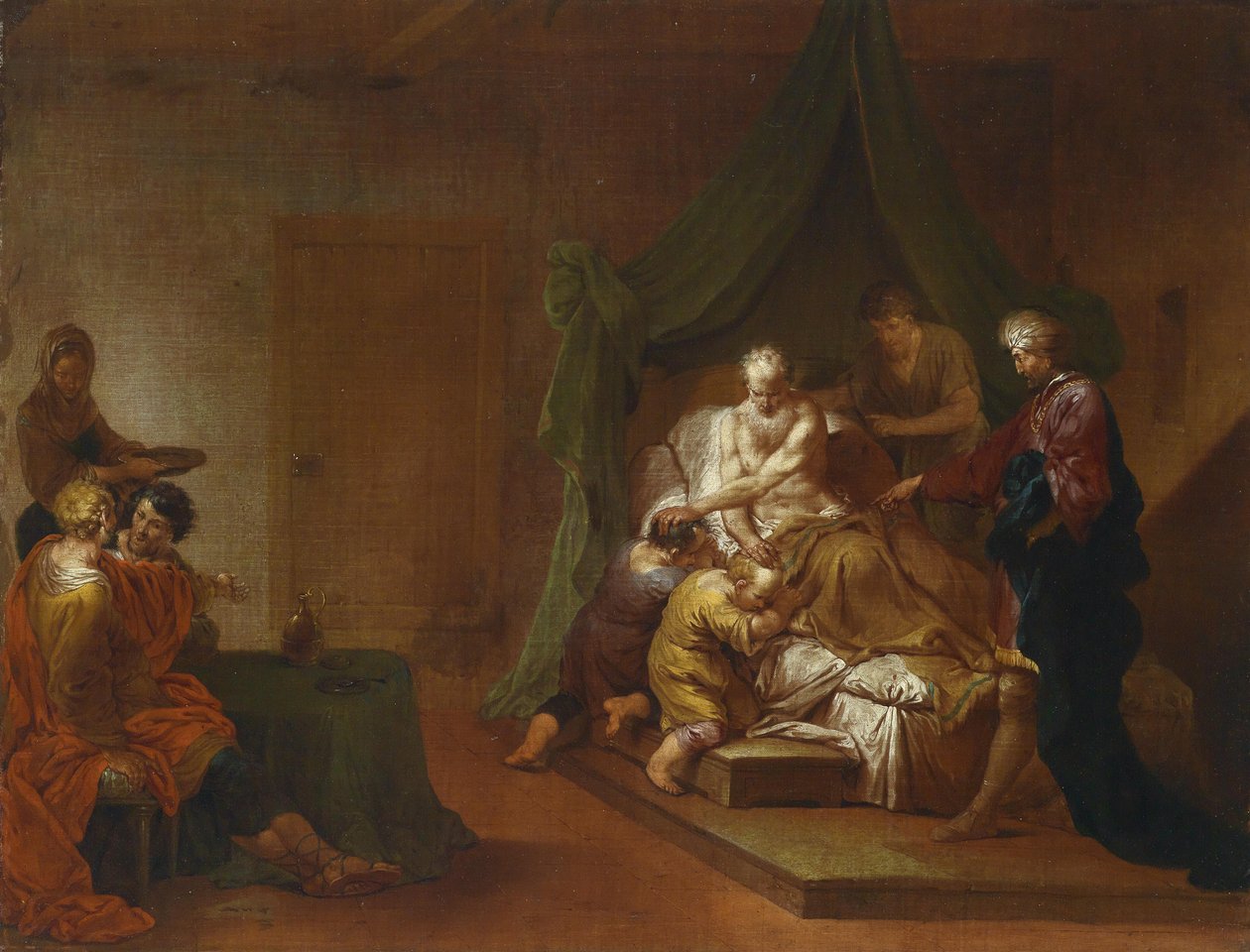 Jakob velsigner Josefs sønner (Efraim og Manasse) af Januarius Zick