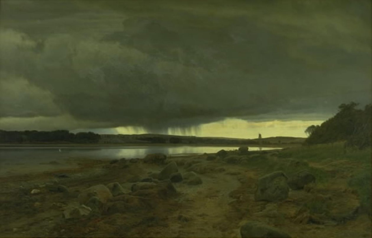 A Showery Landscape. Kalø Vig, Jutland af Janus La Cour