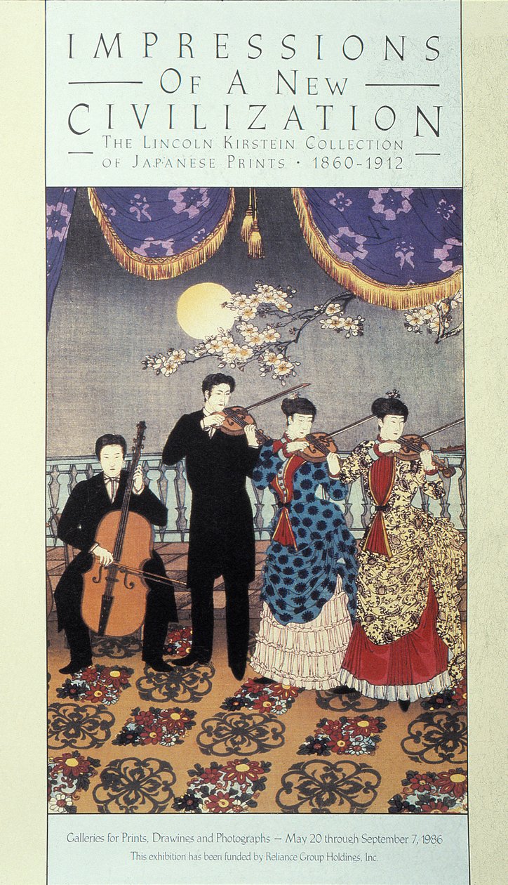 Europæisk indflydelse på musik (farvet litho) af Japanese School
