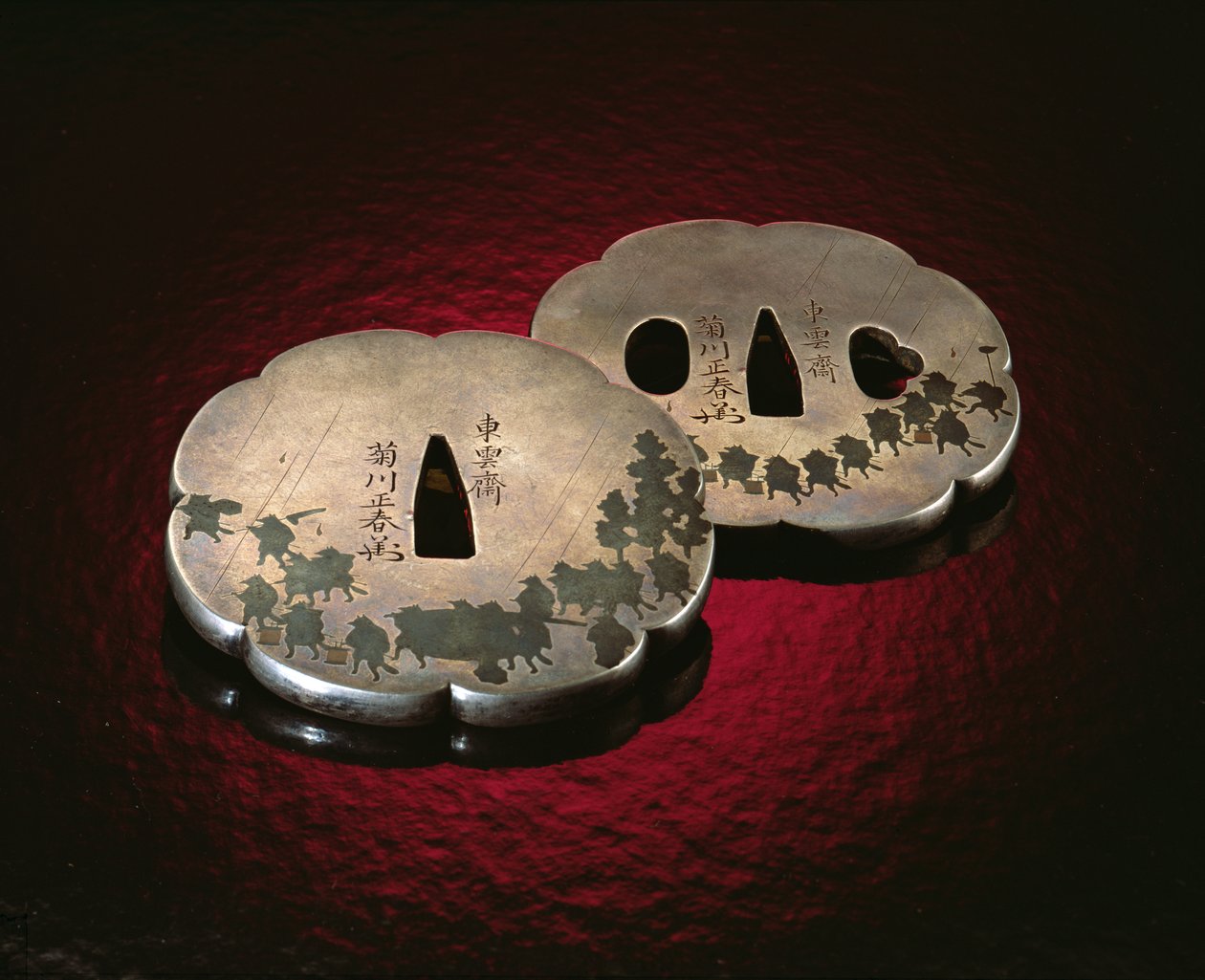 Tsuba Sword Guard, Edo Periode (1603-1867) (sølv) af Japanese School