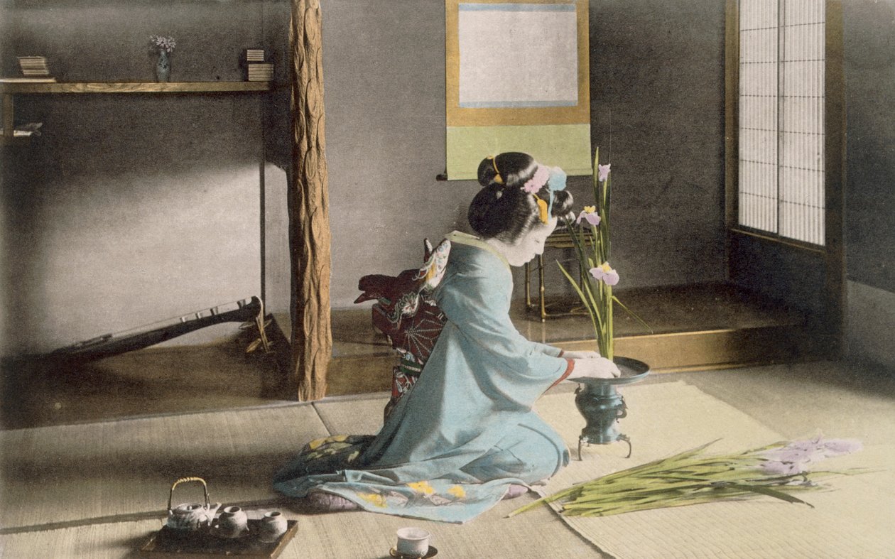 Pige, der arrangerer blomster, 1890