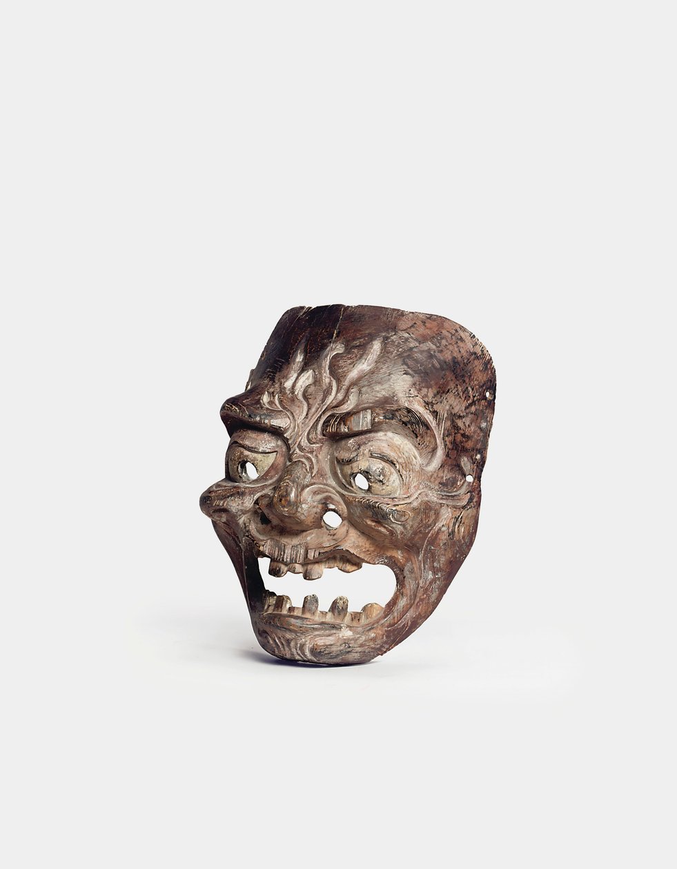 En Gigaku-maske af træ (træ) af Japanese School